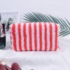 Red and White Makeup Bag Cozy Plush Striped Sherpa - Image 2