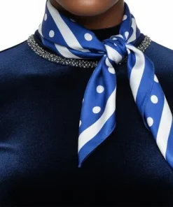 Alternative view of Zeta Phi Beta Polka Dot Scarf – Blue & White ZPB Square Scarf