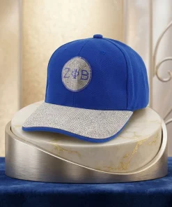 ZPB Blue Canvas Greek Rhinestone Baseball Cap