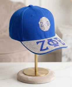 ZPB Blue Greek Rhinestone Brim Baseball Cap