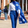 ZPB Long Blue and White Shield Rectangle Scarf - Image 2