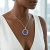 ZPB Rhinestone Circle Greek Pendant Chain Necklace - Image 3
