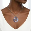 ZPB Rhinestone Circle Greek Pendant Chain Necklace - Image 2
