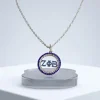 ZPB Rhinestone Circle Greek Pendant Chain Necklace