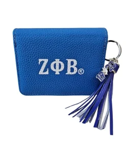ZPB Sorority Blue Tassel Keychain Zipper Wallet
