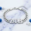Zeta Phi Beta Greek Letter Bracelet – Silver ZPB Curb Chain - Image 3