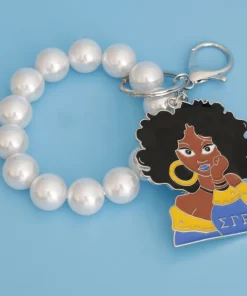 Blue Gold Woman Pearl Keychain SGRHO