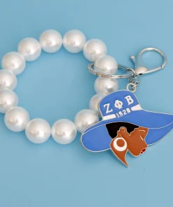 Blue White Hat Pearl Keychain ZPB
