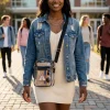 DST Black and Clear Greek Stadium Crossbody Bag - Image 2