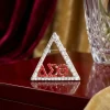 DST Pyramid Pin – Silver Rhinestone Brooch with Red DST Letters - Image 3