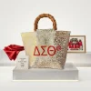 DST Bamboo Handle Tote – Gold Metallic Animal Print Bag - Image 3