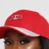 DST Red Canvas Baseball Cap with Rhinestone Brim - Image 2