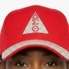 DST Rhinestone Delta Cap – Red Canvas Baseball Hat - Image 3