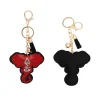DST Elephant Keychain – Gold and Red Rhinestone Padded Bag Charm with Tassel - Image 2