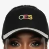OES Baseball Cap – Black with Rhinestone Brim and Letters - Image 2