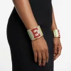 OES Greek Rhinestone 2 inch Gold Cuff Bracelet - Image 3