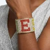 OES Greek Rhinestone 2 inch Gold Cuff Bracelet - Image 5