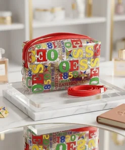 OES Multicolor Clear Graphic Print Makeup Pouch