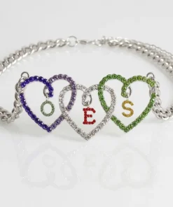OES Multicolor Triple Heart Pendant Necklace