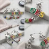 OES Rhinestone Chain Hoop Earrings - Image 3