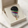 OES Lady Profile Brooch – Rhinestone High Puff with Enamel Headwrap - Image 2