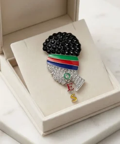 Alternative view of OES Lady Profile Brooch – Rhinestone High Puff with Enamel Headwrap