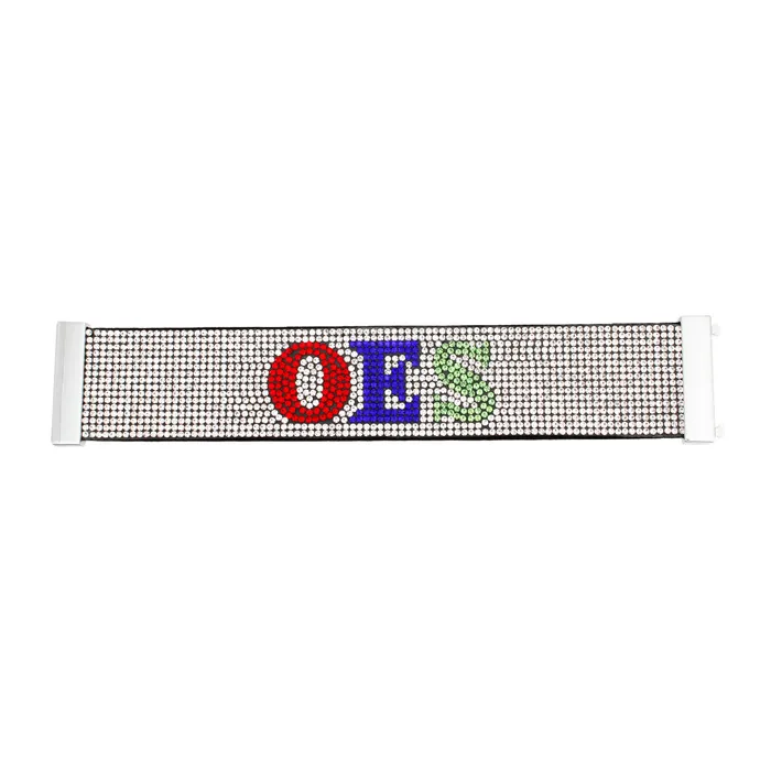 OES Rhinestone Bracelet – Black Magnetic Band with Clear Stones - Image 3