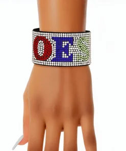 Alternative view of OES Rhinestone Bracelet – Black Magnetic Band with Clear Stones