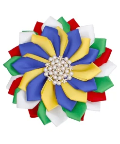 OES Sorority Multicolor Flower Pearl Brooch Women