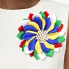 OES Sorority Multicolor Flower Pearl Brooch Women - Image 2