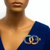 OES Double Circle Brooch – Silver Rhinestone Interlocking Rings Pin - Image 2