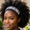 SGRHO Blue Gold Rhinestone Black Stretch Headband - Image 2