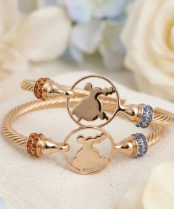 SGRho Gold Cable Crest Bangle