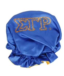 SGRHO Sorority Blue Gold Satin Sleep Bonnet Cap