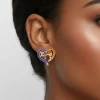 SGRHO Sorority Heart Blue Gold Bling Stud Earrings - Image 3