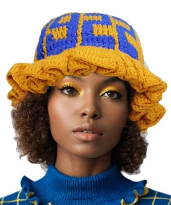 Alternative view of SGRHO Sorority Yellow Crochet Ruffle 1922 Bucket Hat