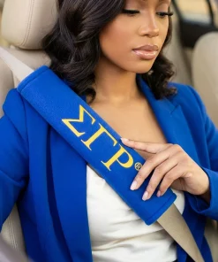 Alternative view of Sigma Gamma Rho Blue Seat Belt Cover Set