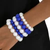 ZPB Blue White Pearl Stretch 5 Pcs Bracelets Women - Image 2