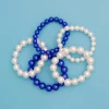 ZPB Blue White Pearl Stretch 5 Pcs Bracelets Women - Image 3