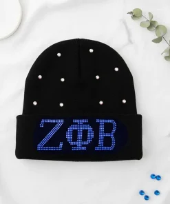 ZPB Sorority Pride Black Bling Winter Beanie Hat