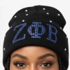 ZPB Sorority Pride Black Bling Winter Beanie Hat - Image 3